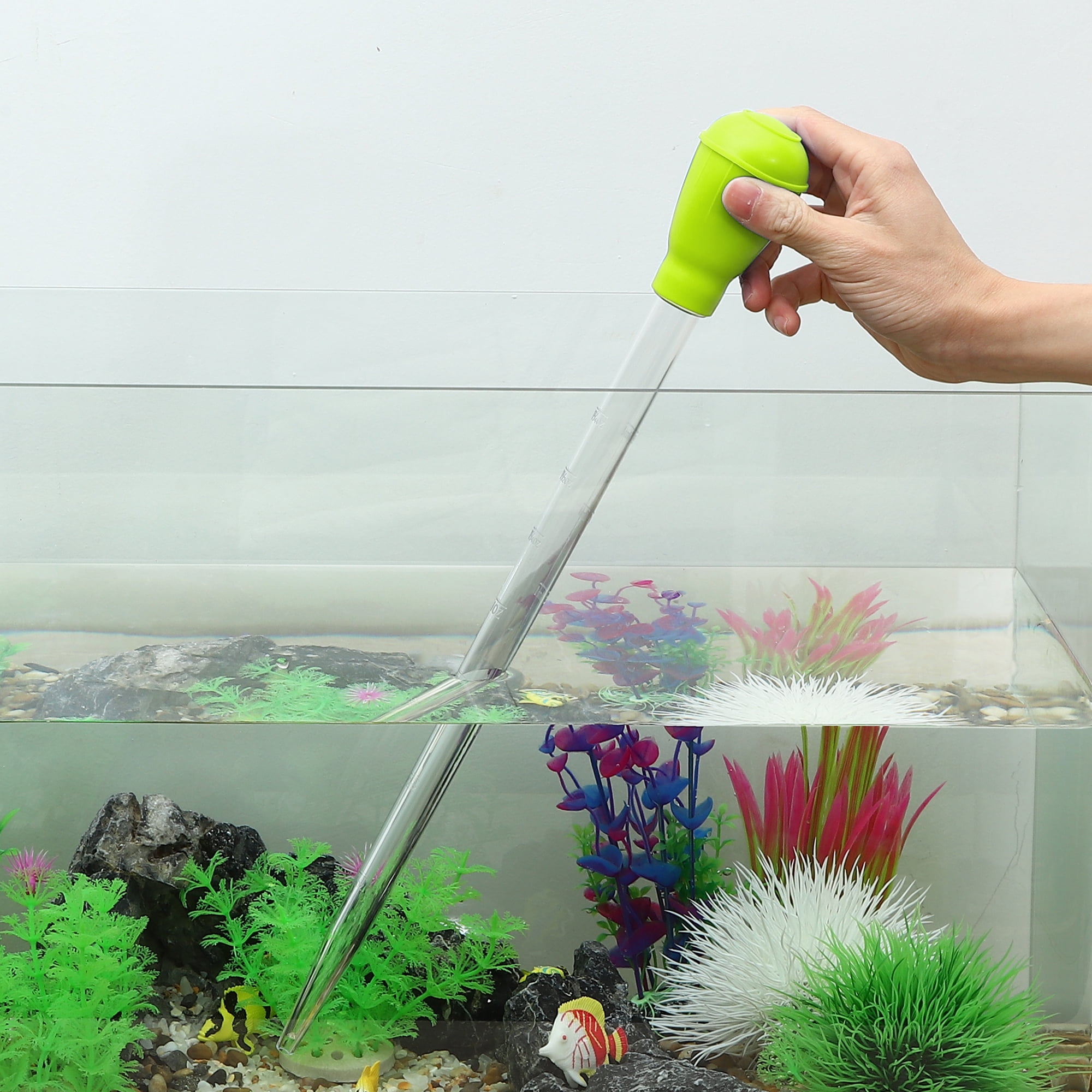 Unique Bargains Fish Tank Coral Feeder Tool Sand Gravel Cleaner Green 17.7" Length