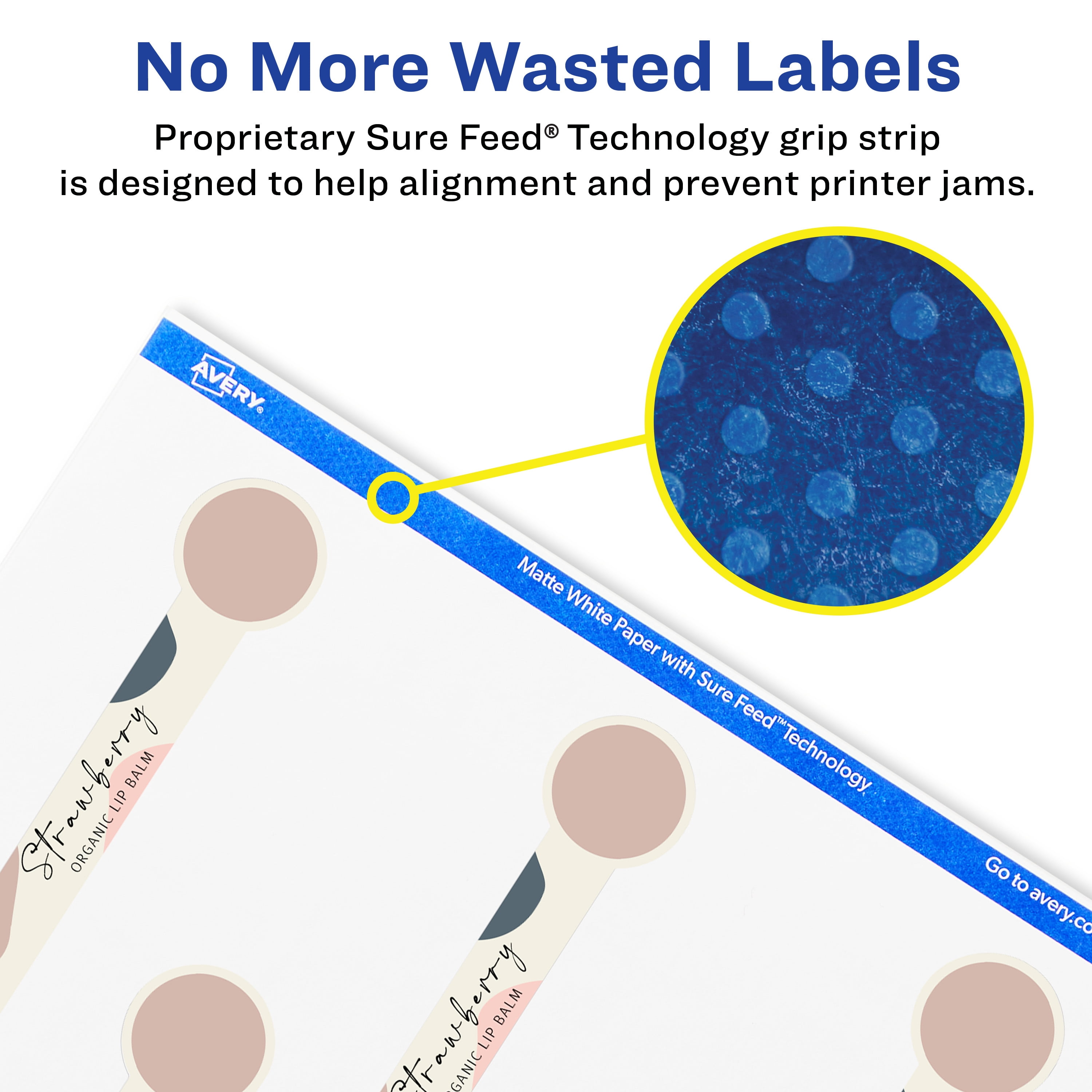 Avery Matte White Lollipop Labels, 1" x 4", 2,000 Total