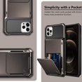 thumbnail image 6 of Compatible with iPhone 12 Pro Max Case 5G Wallet 4-Card Slot Credit Card Holder Flip Hidden Pocket Dual Layer Hybrid TPU Bumper Armor Protective Hard Shell Back Cover Gun Metal, 6 of 12
