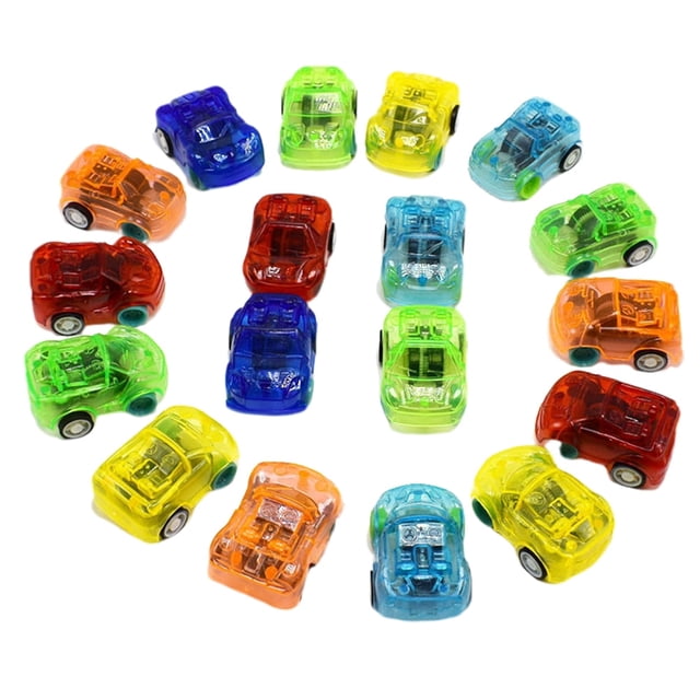 10 coches de juguete de dibujos animados de plástico transparente, juguete de inercia para niños (colores aleatorios).