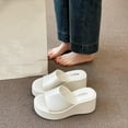 thumbnail image 2 of Slippers for Women,Fashion Solid Color Platform Slippers Temperament Comfortable Breathable Shoes,Womens Slippers,White,6.5, 2 of 7