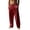 Red, variant on Dwellite Cotton Linen Pants for Men Casual Drawstring Loose Fit Summer Beach Pants Lightweight Trousers with Pockets White L