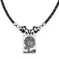 thumbnail image 1 of negro blanco flor planta de girasol collar a mano colgante de cuerda de cuero Unbranded M, 1 of 3