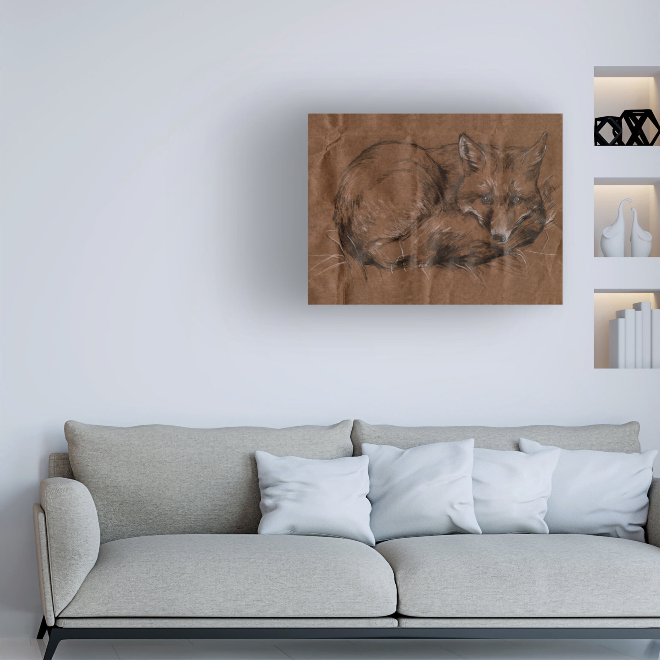 Canvas Wall Art - Jennifer Paxton Parker 'Crafty Fox I' Wall Art for Living Room, Bedroom, or Office Décor by Trademark Fine Art - 32 x 24 Inches