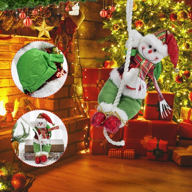 LSLJS Hanging Ornaments Christmas Rope Climbing Snowman Doll