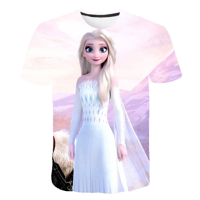 Camisetas de Frozen 2 para niñas, camisetas de dibujos animados para niñas, camisetas, ropa para niños, ropa para niños, camisetas gráficas de Elsa Anna, disfraces 14T Gao Jinjia LED
