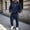 Navy, variant on Liuinsasek Men's 2 Piece Sweatpants Set Winter Solid-Color Hooded Long-Sleeve Sweatshirt and Pocketed Tapered Sweatpants Fashionable Casual Sportswear