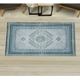 thumbnail image 1 of Ethnic Decorative Rug, Geometric Vintage Bohemian Design of Floral Ornaments in Dusty Tones, Quality Carpet for Bedroom Dorm and Living Room, 6 Sizes, Sea Blue and Dark Grey, by Ambesonne, 1 of 1