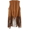 thumbnail image 5 of Chalecos con flecos para mujer, trajes de vaquera Nashville para mujer, borlas de gamuza sintética, ropa Hippie de los años 70, chaqueta de campo occidental con frente abierto, 5 of 5