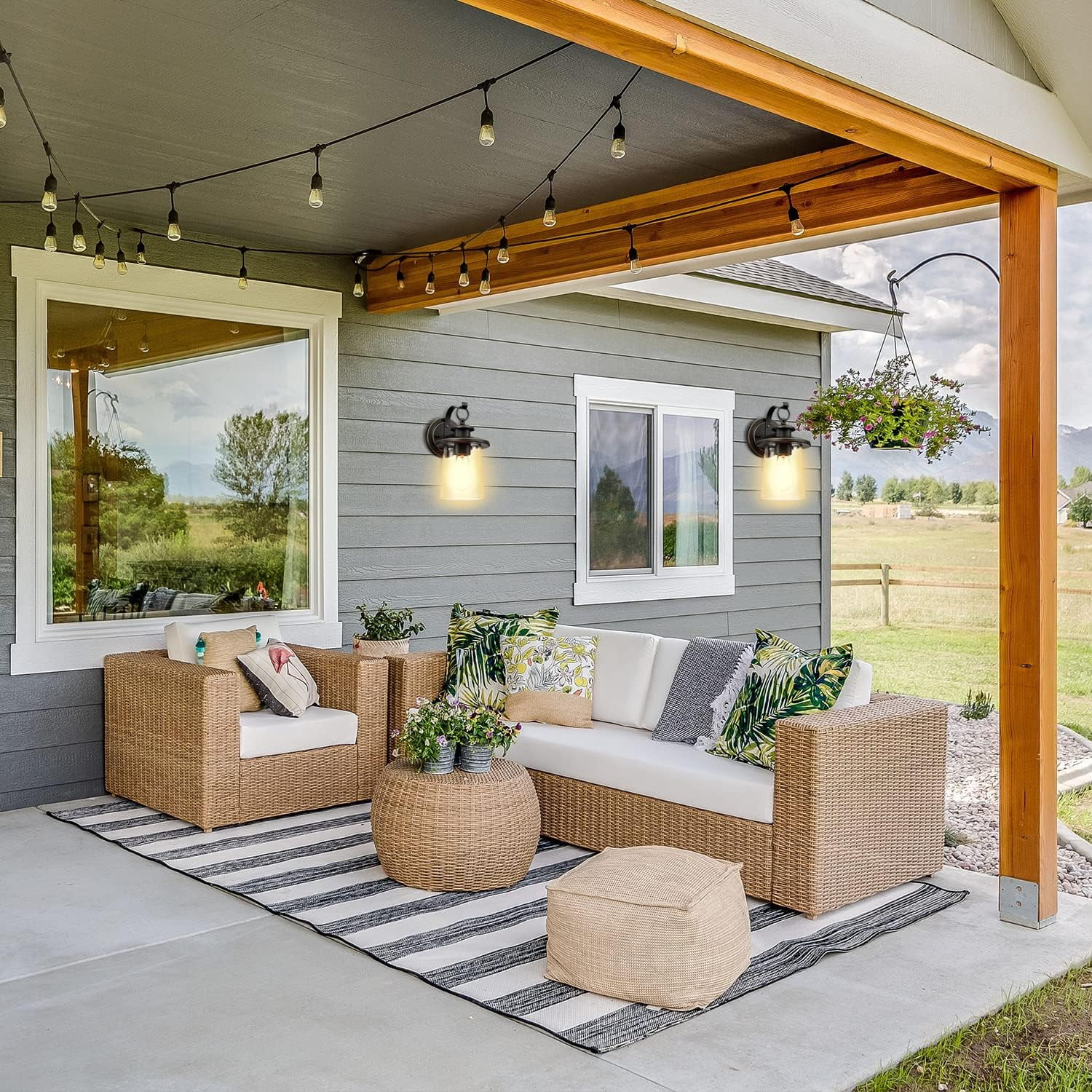 Revtronic Outdoor Wall Lights, Rustic Bronze, Exterior Light Fixtures with Clear Glass Shade for Outside House Garage