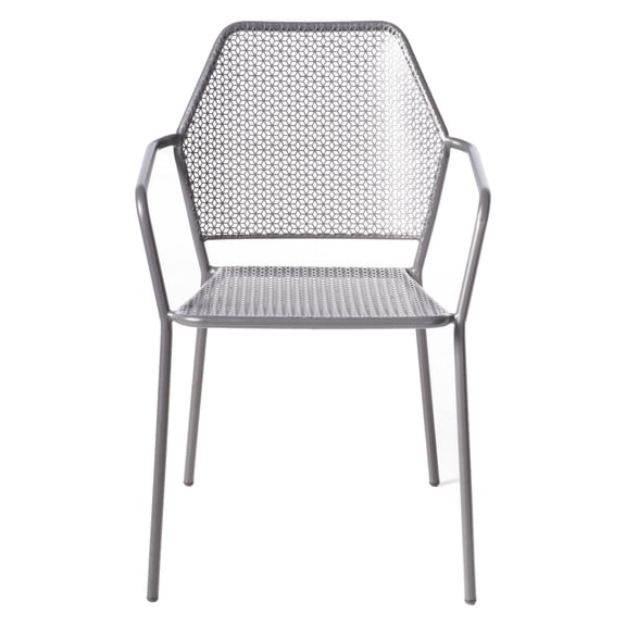 Alfresco Home Martini 3 Piece Bistro Set in Pencil Point Finish with 27.5" Round Bistro Table and 2 Stackable Bistro Chairs