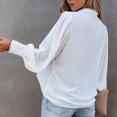 thumbnail image 4 of Blusa Manga Larga Solapa Color Puro Con Botones Ormromra Casual Tops De Moda Para Mujer Blanco S, 4 of 6