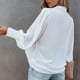 thumbnail image 4 of Blusa Manga Larga Solapa Color Puro Con Botones Casual Tops De Moda Para Mujer Blanco XXL, 4 of 6