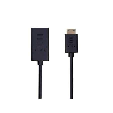 UPC: 0889028145807 | Monoprice HDMI Female to Mini HDMI Male Passive Cable – 3 Feet – Black | High Speed  Small Diameter  4K@60Hz  18Gbps  36AWG  Compatible with DSLR Camera / TV / Laptop / Tablet / Raspberry Pi Zero and