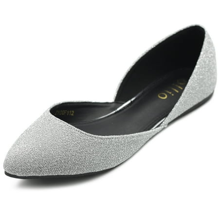 

Ollio Women s Shoes Glitter Casual Comfort Light Pointed Toe Ballet Flats F112