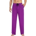 thumbnail image 3 of Top-kevin Solid Dark Magenta Pajama Pants for Men Pajama Bottoms Sleep Lounge Pjs Pants, 3 of 13
