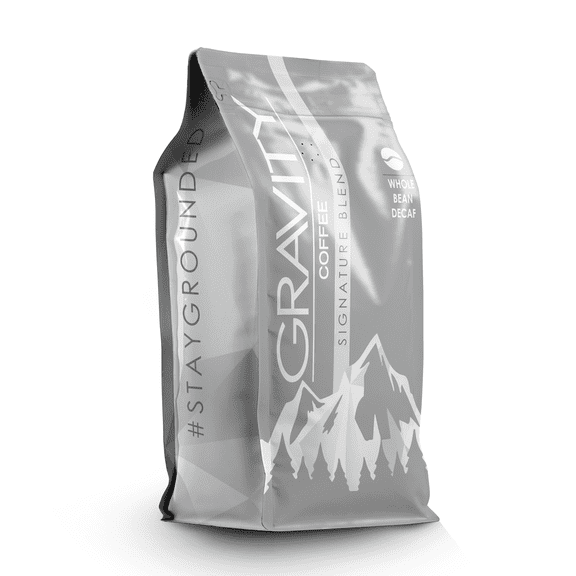 Gravity Coffee, Signature Decaf Swiss Water Blend (Medium Roast) 12oz Bag of Whole Beans, Notes of Hazelnut and Chocolate, Bold and Smooth Flavor Decaffeinated Coffee