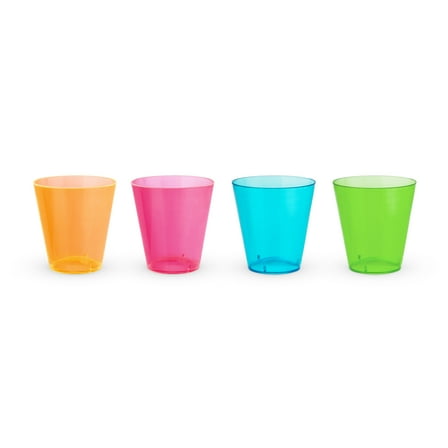 True Plastic Shot Glasses, Disposable Shot Glasses, 2 oz Set of 60, Neon