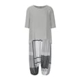 thumbnail image 4 of PENGXIANG Ensemble 2 Pcs pour Femmes Été Imprimé Col Rond Manches Mi-Longues Pull + Pantalon, 4 of 8