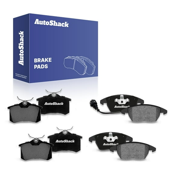 AutoShack Front & Rear Ceramic Brake Pad Set for Volkswagen & Audi, Jetta 2014 A3 2011-2013 A3 Quattro 2009-2010, FWD AWD L4 1.4L 1.8L 2.0L V6 3.2L