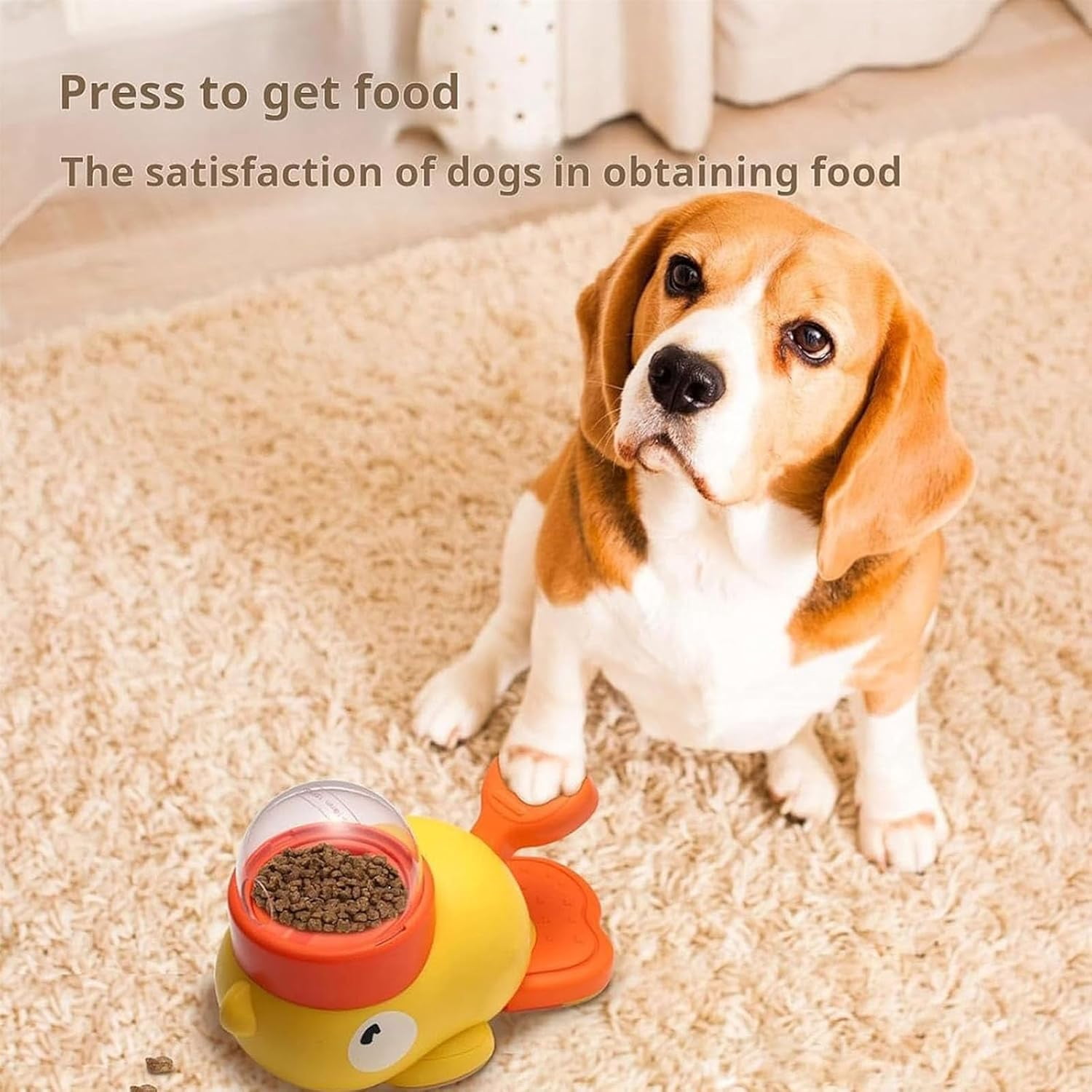 Duck Cat Treat Dispenser,Anti-Slip Interactive Slow Puzzle Feeder, 3 Challenge Lids for IQ Training, Mental Enrichment for Small Cats,Dogs,Other Pets