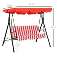 thumbnail image 3 of Outsunny 3-Seat Patio Swing Chair with Adjustable Canopy Red and white, 3 of 10
