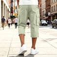 thumbnail image 6 of Domuza Men's Cargo Shorts 3/4 Relaxed Fit Below Knee Work Shorts Elastic Waist Hiking Shorts with Pockets Light Green M, 6 of 8