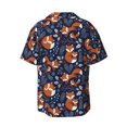 thumbnail image 2 of Xecao offers the Cute Foxes for Men's Casual Short-sleeved Shirt, a button-up collared shirt with a pocket, perfect for beach vacations and yacht travel in the XX-Large size., 2 of 7