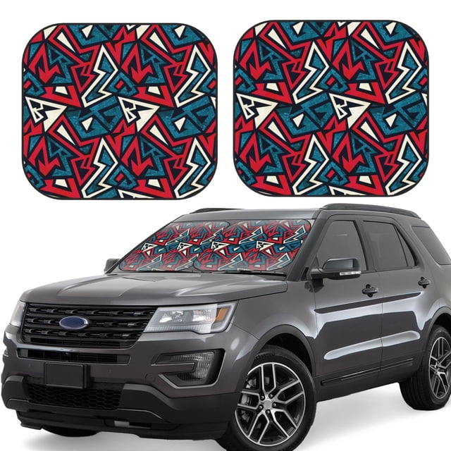Vsdgher Geometric Elements Print Car Windshield Sun Shade, Reflective Sunshade Window Sunshade Sun Visor Protector Fit for Cars,Trucks,SUVs-Medium