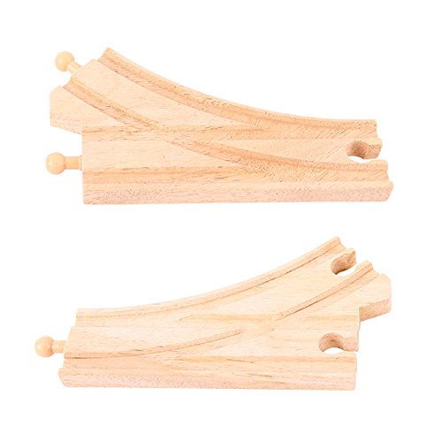 Bigjigs Rail Curved Points (paquete de 2): otras marcas importantes de rieles de madera son compatibles Bigjigs Rail 691621091074