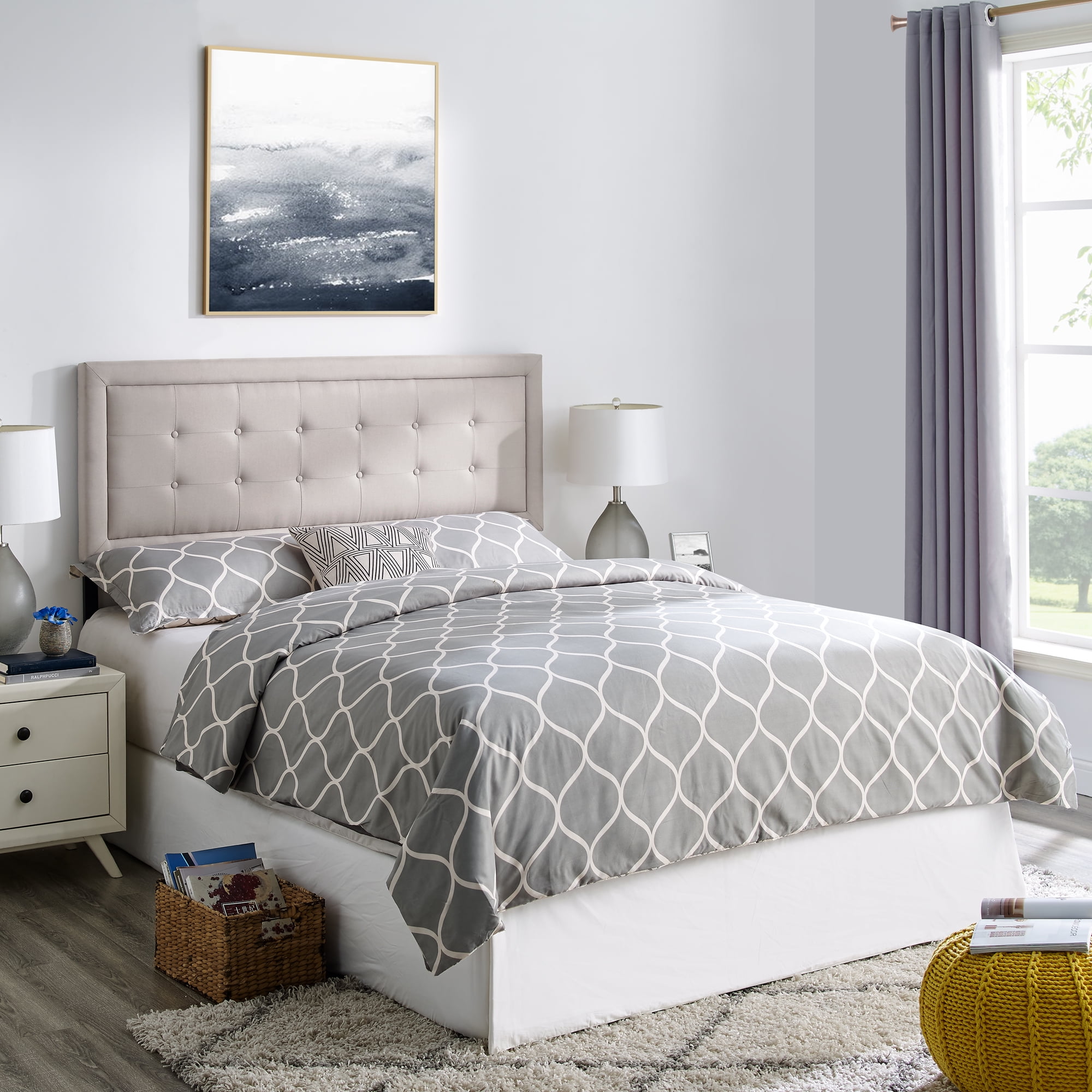 Modern Sleep Melbourne Tufted Upholstered Headboard, King, Beige