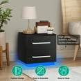 "Hommpa Modern LED Nightstand, 2 Drawers, High Gloss, RGB Changing