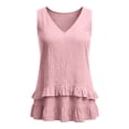 thumbnail image 6 of GUACER Tank Tops for Women Ruffle Hem V-Neck Sleeveless Linen-Blend Blouse with Tiered Frill Casual Flowy Summer Cami, 6 of 8