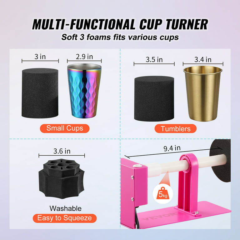 LFSUM Cup Turner for Crafts Tumbler,Tumbler Cup Spinner,Glitter Powder,Epoxy Resin Kit for Tumblers for Beginners with Epoxy and Heat Gun (Pink)