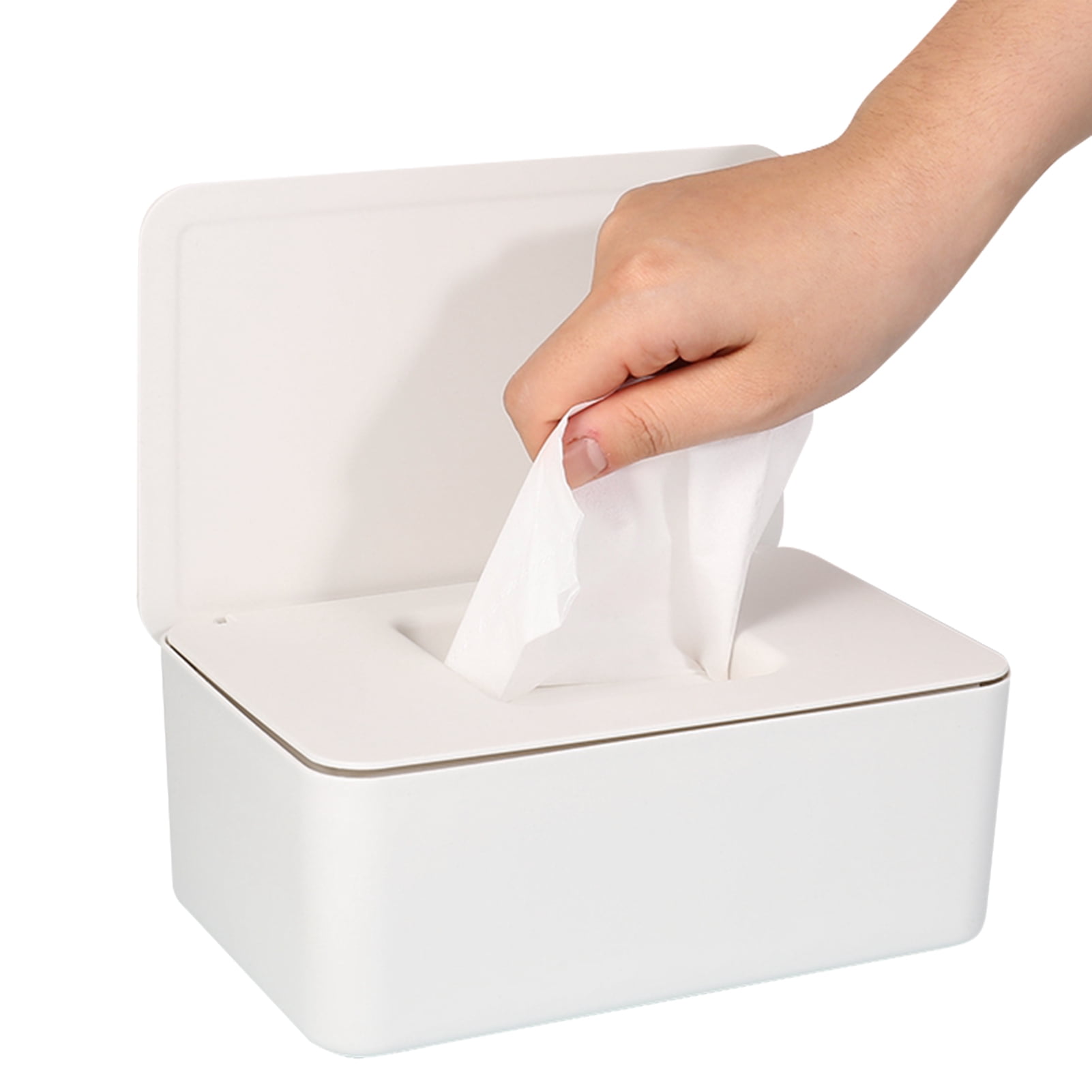 Taihexin Wipes Dispenser Box, Baby Wipes Dispenser Holder with Lid, Wet Wipes Storage Box, Refillable Wipe Container, Keeps Wipes Fresh, One-Handed Operation,Non-Slip, Wet Tissue Box