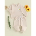 thumbnail image 3 of Bslissey Toddler Baby Girls 2Pcs Fall Outfits Long Sleeve Daisy Embroidered Sweatshirt Tops + Jogger Pants Sets Infant Spring Casual Daily Clothes 0-3 Years, 3 of 9
