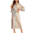thumbnail image 2 of New Fjofpr Nightgowns for Women Women's Casual Homewear Long V-Neck Robes Nightwear Pajamas Beige Free Size, 2 of 8