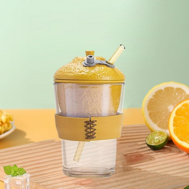 Taza de vidrio Con tapa perfecl vaso de vidrio creativo 301-400 ml Estilo A