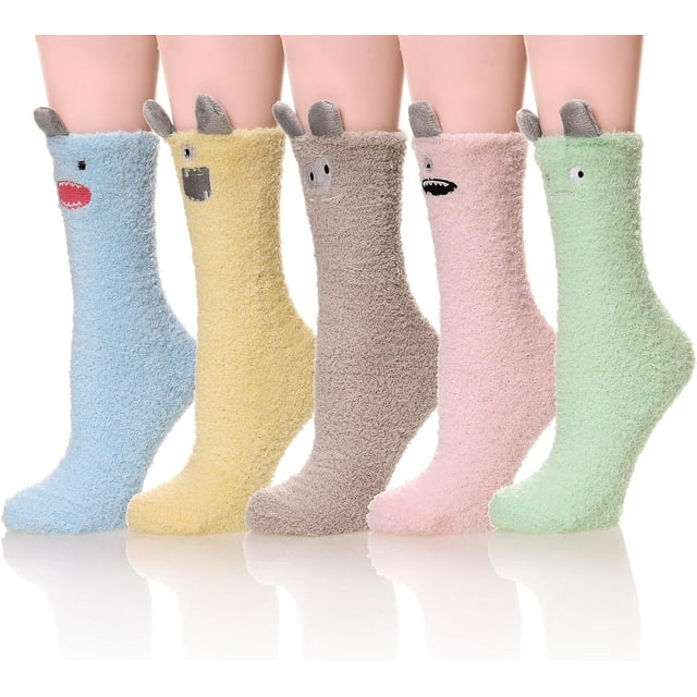 LAICAIW Womens Soft Cute Funny Animal Designe Microfiber Slipper Socks Cozy Fuzzy Winter Warm Socks
