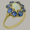 thumbnail image 2 of LBG British Made 9k Yellow Gold Natural Opal & Sapphire Womens Anniversary Ring - 33 size options - Size 10.25, 2 of 6