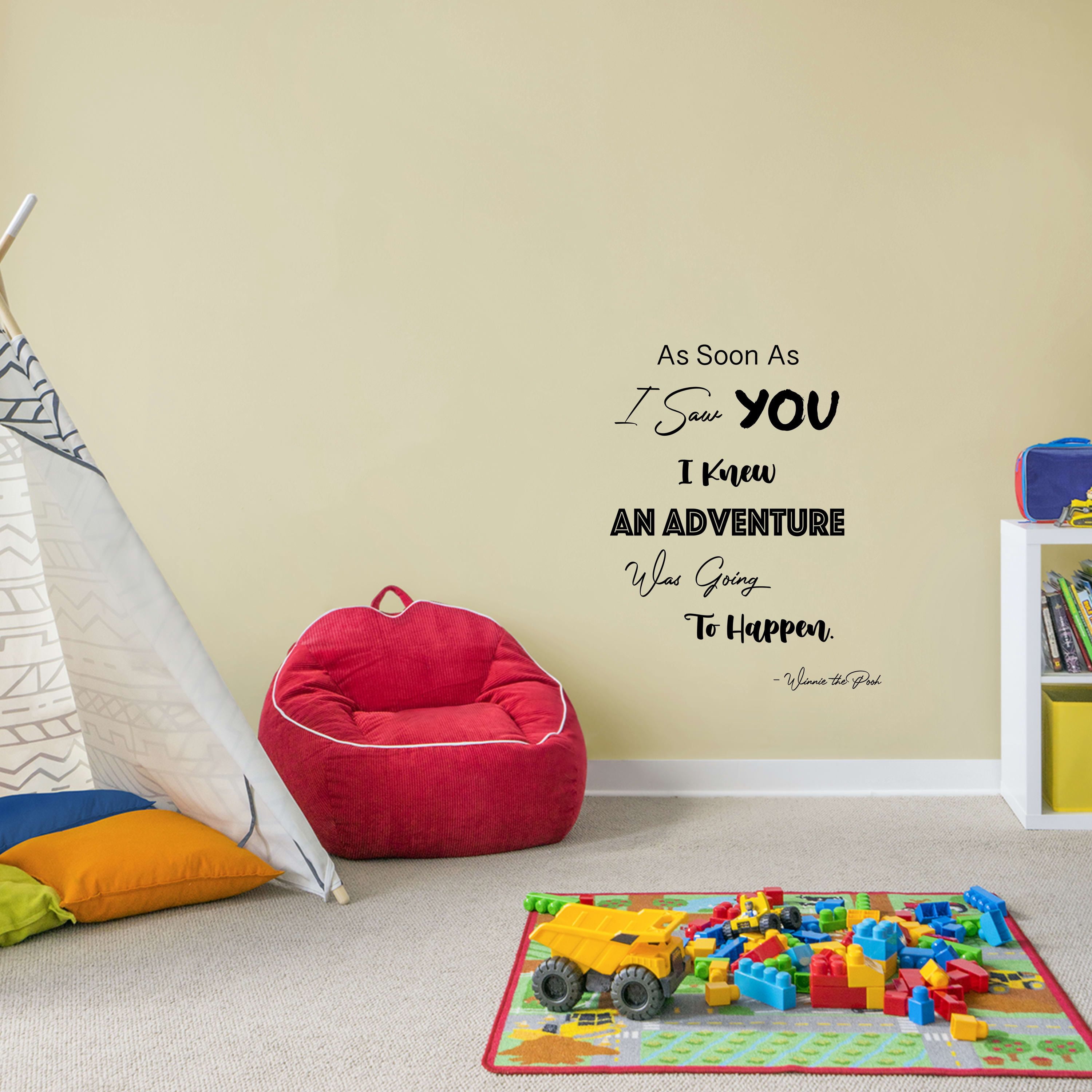 Winnie the Pooh As Soon As I Saw You Quote Positive Life Inspiration Quotes Saying Wall Art Sticker Designs Vinyl Stickers For Home House Walls Rooms Windows Bedroom Decoration Size (20x18 inch)