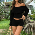 thumbnail image 5 of EASYBRAUS Women Two Piece Sweatshirt Shorts Set Casual Sport Streetwear Outfit, 5 of 7