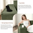 thumbnail image 2 of Modern Armless Loveseat, Green Boneless Corduroy Couch for Small Spaces, Compact Apartments or Living Rooms, No Assembly Required, 2 of 7