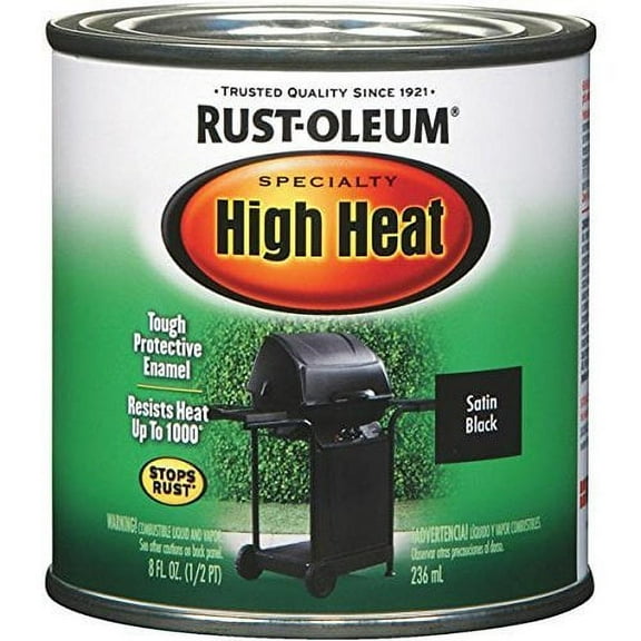 Rustoleum Stops Rust 7778 730 1/2 Pint Black High Heat Oil-Based Protective Enamel Paint