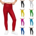 thumbnail image 3 of Lullu Girls Shiny Metallic Leggings High Waisted Dance Stage Performance Pants, Size 3-10, 3 of 4