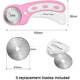 thumbnail image 5 of 45mm Rotary Cutter with 5pcs Extra Blades,Ergonomic Handle Rolling Cutter with Safety Lock for Fabric,Leather,Crafting,Sewing,Quilting,Fabric Rotary Cutter Perfect for Left & Right Hand(Pink), 5 of 6