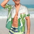 thumbnail image 4 of Cauagu Cartoon Cactus Print Hawaiian Shirt for Men,Casual Short Sleeve Button Down Shirts Summer Beach Men's Regular-Fit Short-Sleeve Print Shirt -3X-Large, 4 of 6