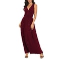 thumbnail image 3 of Asklazy Women Sleeveless Deep V Neck Loose Plain Long Maxi Casual Dress,Mother's Day,L,Wine Red, 3 of 13