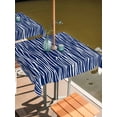 thumbnail image 2 of Outdoor Tablecloths with Umbrella Hole & Zipper, Vintage Wave Lines 54x54 Inch Square Tablecloths, Classic Minimalist Striped Navy Blue Waterproof Table Cloth, Patio/Pool/Picnic Table Covers, 2 of 8