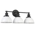 thumbnail image 6 of Savannah 3-Light Vanity Light, Matte Black Finish, White Metal Shades, Dimmable, Bathroom Wall Fixture – Design House, WM158830, 6 of 12